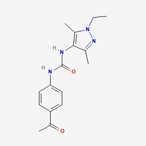 molecular formula C16H20N4O2 B4131601 N-(4-acetylphenyl)-N'-(1-ethyl-3,5-dimethyl-1H-pyrazol-4-yl)urea 