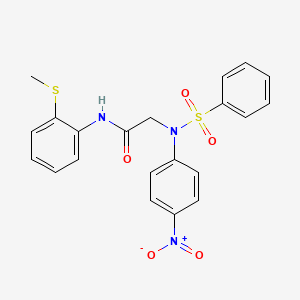 molecular formula C21H19N3O5S2 B4131625 N~1~-[2-(methylthio)phenyl]-N~2~-(4-nitrophenyl)-N~2~-(phenylsulfonyl)glycinamide 