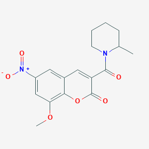 molecular formula C17H18N2O6 B4131652 8-methoxy-3-[(2-methyl-1-piperidinyl)carbonyl]-6-nitro-2H-chromen-2-one 