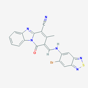 molecular formula C20H11BrN6OS B413166 2-{[(6-Bromo-2,1,3-benzothiadiazol-5-yl)imino]methyl}-3-methyl-1-oxo-1,5-dihydropyrido[1,2-a]benzimidazole-4-carbonitrile 