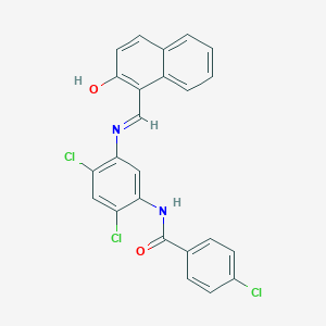 4-chloro-N-(2,4-dichloro-5-{[(2-hydroxy-1-naphthyl)methylene]amino}phenyl)benzamide