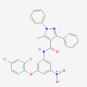 N-{3-(2,4-dichlorophenoxy)-5-nitrophenyl}-5-methyl-1,3-diphenyl-1H-pyrazole-4-carboxamide