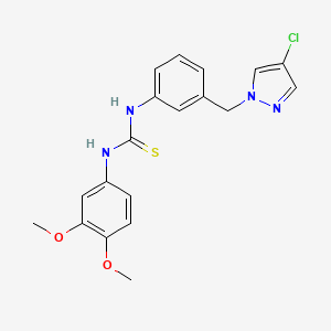 molecular formula C19H19ClN4O2S B4131731 N-{3-[(4-chloro-1H-pyrazol-1-yl)methyl]phenyl}-N'-(3,4-dimethoxyphenyl)thiourea 