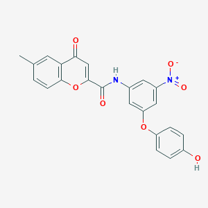 molecular formula C23H16N2O7 B413174 N-[3-(4-hydroxyphenoxy)-5-nitrophenyl]-6-methyl-4-oxochromene-2-carboxamide 