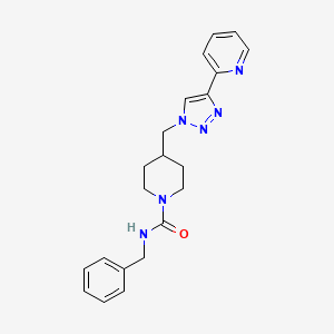 molecular formula C21H24N6O B4131750 N-benzyl-4-{[4-(2-pyridinyl)-1H-1,2,3-triazol-1-yl]methyl}-1-piperidinecarboxamide 