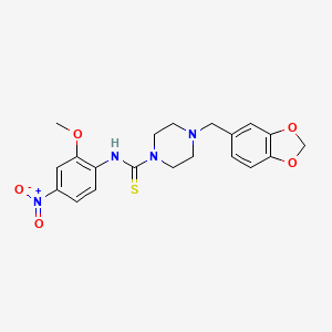 molecular formula C20H22N4O5S B4131758 4-(1,3-benzodioxol-5-ylmethyl)-N-(2-methoxy-4-nitrophenyl)-1-piperazinecarbothioamide 