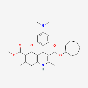 molecular formula C29H38N2O5 B4131778 3-cycloheptyl 6-methyl 4-[4-(dimethylamino)phenyl]-2,7-dimethyl-5-oxo-1,4,5,6,7,8-hexahydro-3,6-quinolinedicarboxylate 