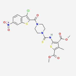 dimethyl 5-[({4-[(3-chloro-6-nitro-1-benzothien-2-yl)carbonyl]-1-piperazinyl}carbonothioyl)amino]-3-methyl-2,4-thiophenedicarboxylate