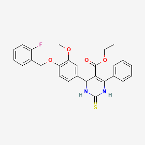 molecular formula C27H25FN2O4S B4131811 ethyl 4-{4-[(2-fluorobenzyl)oxy]-3-methoxyphenyl}-6-phenyl-2-thioxo-1,2,3,4-tetrahydro-5-pyrimidinecarboxylate 