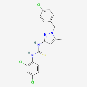 molecular formula C18H15Cl3N4S B4131870 N-[1-(4-chlorobenzyl)-5-methyl-1H-pyrazol-3-yl]-N'-(2,4-dichlorophenyl)thiourea 
