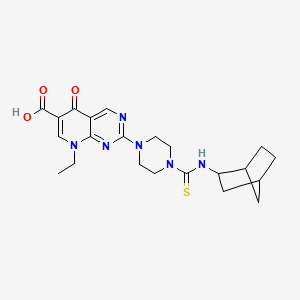 molecular formula C22H28N6O3S B4131896 2-{4-[(bicyclo[2.2.1]hept-2-ylamino)carbonothioyl]-1-piperazinyl}-8-ethyl-5-oxo-5,8-dihydropyrido[2,3-d]pyrimidine-6-carboxylic acid 