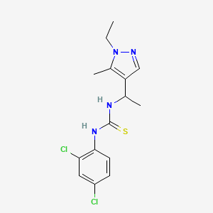 molecular formula C15H18Cl2N4S B4131923 N-(2,4-dichlorophenyl)-N'-[1-(1-ethyl-5-methyl-1H-pyrazol-4-yl)ethyl]thiourea 