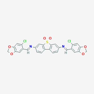 1-(6-chloro-1,3-benzodioxol-5-yl)-N-[7-[(6-chloro-1,3-benzodioxol-5-yl)methylideneamino]-5,5-dioxodibenzothiophen-3-yl]methanimine