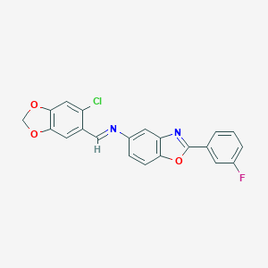 molecular formula C21H12ClFN2O3 B413195 N-[(6-chloro-1,3-benzodioxol-5-yl)methylene]-N-[2-(3-fluorophenyl)-1,3-benzoxazol-5-yl]amine 