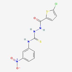 molecular formula C12H9ClN4O3S2 B4131958 2-[(5-chloro-2-thienyl)carbonyl]-N-(3-nitrophenyl)hydrazinecarbothioamide 