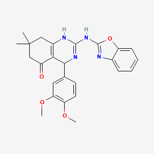 molecular formula C25H26N4O4 B4131965 2-(1,3-benzoxazol-2-ylamino)-4-(3,4-dimethoxyphenyl)-7,7-dimethyl-4,6,7,8-tetrahydro-5(1H)-quinazolinone 