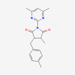 molecular formula C19H21N3O2 B4132031 1-(4,6-dimethyl-2-pyrimidinyl)-3-methyl-4-(4-methylbenzyl)-2,5-pyrrolidinedione 