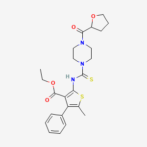 molecular formula C24H29N3O4S2 B4132080 ethyl 5-methyl-4-phenyl-2-({[4-(tetrahydro-2-furanylcarbonyl)-1-piperazinyl]carbonothioyl}amino)-3-thiophenecarboxylate 