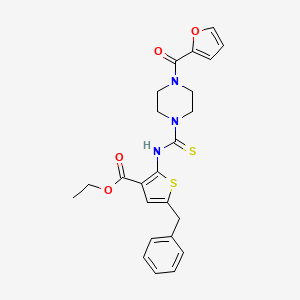 molecular formula C24H25N3O4S2 B4132143 ethyl 5-benzyl-2-({[4-(2-furoyl)-1-piperazinyl]carbonothioyl}amino)-3-thiophenecarboxylate 