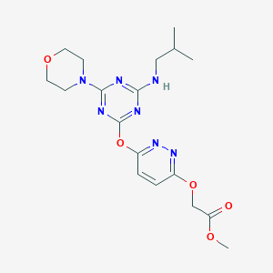 molecular formula C18H25N7O5 B4132150 methyl [(6-{[4-(isobutylamino)-6-(4-morpholinyl)-1,3,5-triazin-2-yl]oxy}-3-pyridazinyl)oxy]acetate 