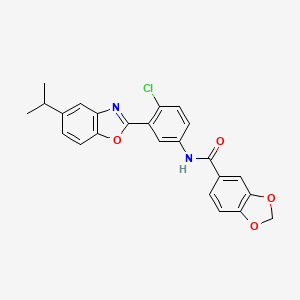 molecular formula C24H19ClN2O4 B4132235 N-[4-chloro-3-(5-isopropyl-1,3-benzoxazol-2-yl)phenyl]-1,3-benzodioxole-5-carboxamide 