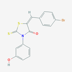 molecular formula C16H10BrNO2S2 B413224 5-(4-Bromobenzylidene)-3-(3-hydroxyphenyl)-2-thioxo-1,3-thiazolidin-4-one 