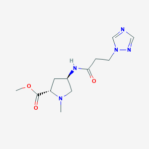 molecular formula C12H19N5O3 B4132274 methyl (2S,4R)-1-methyl-4-{[3-(1H-1,2,4-triazol-1-yl)propanoyl]amino}pyrrolidine-2-carboxylate 
