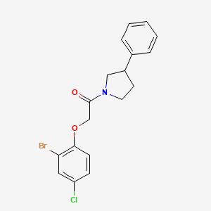 molecular formula C18H17BrClNO2 B4132342 1-[(2-bromo-4-chlorophenoxy)acetyl]-3-phenylpyrrolidine 