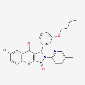 molecular formula C27H23ClN2O4 B4132371 1-(3-butoxyphenyl)-7-chloro-2-(5-methyl-2-pyridinyl)-1,2-dihydrochromeno[2,3-c]pyrrole-3,9-dione 