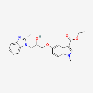 molecular formula C24H27N3O4 B4132378 ethyl 5-[2-hydroxy-3-(2-methyl-1H-benzimidazol-1-yl)propoxy]-1,2-dimethyl-1H-indole-3-carboxylate 