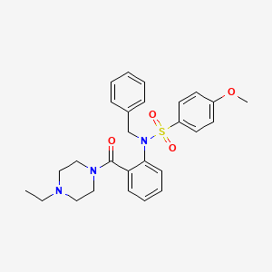 molecular formula C27H31N3O4S B4132385 N-benzyl-N-{2-[(4-ethyl-1-piperazinyl)carbonyl]phenyl}-4-methoxybenzenesulfonamide 