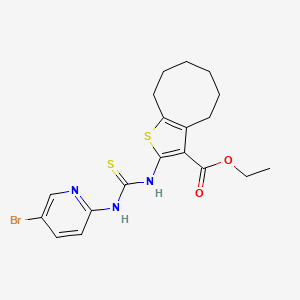molecular formula C19H22BrN3O2S2 B4132392 ethyl 2-({[(5-bromo-2-pyridinyl)amino]carbonothioyl}amino)-4,5,6,7,8,9-hexahydrocycloocta[b]thiophene-3-carboxylate 