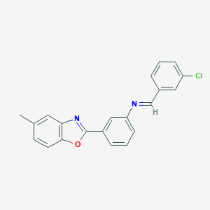molecular formula C21H15ClN2O B413241 N-(3-chlorobenzylidene)-N-[3-(5-methyl-1,3-benzoxazol-2-yl)phenyl]amine 