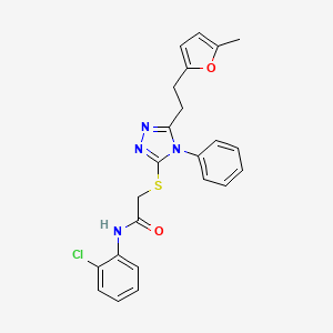 molecular formula C23H21ClN4O2S B4132428 N-(2-chlorophenyl)-2-({5-[2-(5-methyl-2-furyl)ethyl]-4-phenyl-4H-1,2,4-triazol-3-yl}thio)acetamide 