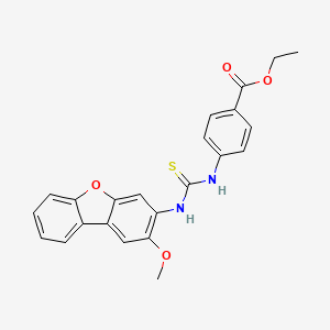 molecular formula C23H20N2O4S B4132434 ethyl 4-({[(2-methoxydibenzo[b,d]furan-3-yl)amino]carbonothioyl}amino)benzoate 