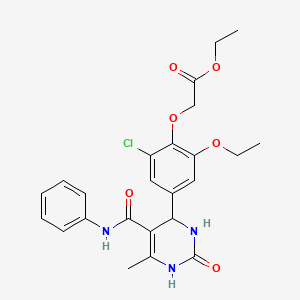 molecular formula C24H26ClN3O6 B4132497 ethyl {4-[5-(anilinocarbonyl)-6-methyl-2-oxo-1,2,3,4-tetrahydro-4-pyrimidinyl]-2-chloro-6-ethoxyphenoxy}acetate 