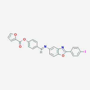 molecular formula C25H15IN2O4 B413250 4-({[2-(4-Iodophenyl)-1,3-benzoxazol-5-yl]imino}methyl)phenyl 2-furoate 