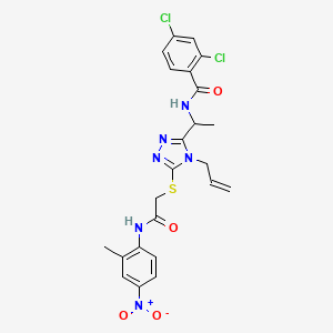 molecular formula C23H22Cl2N6O4S B4132508 N-{1-[4-allyl-5-({2-[(2-methyl-4-nitrophenyl)amino]-2-oxoethyl}thio)-4H-1,2,4-triazol-3-yl]ethyl}-2,4-dichlorobenzamide 