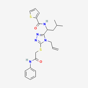 molecular formula C23H27N5O2S2 B4132511 N-(1-{4-allyl-5-[(2-anilino-2-oxoethyl)thio]-4H-1,2,4-triazol-3-yl}-3-methylbutyl)-2-thiophenecarboxamide 