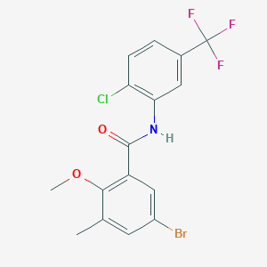 molecular formula C16H12BrClF3NO2 B4132539 5-bromo-N-[2-chloro-5-(trifluoromethyl)phenyl]-2-methoxy-3-methylbenzamide 