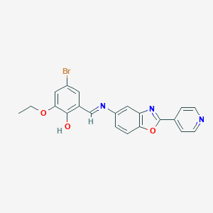 4-Bromo-2-ethoxy-6-({[2-(4-pyridinyl)-1,3-benzoxazol-5-yl]imino}methyl)phenol