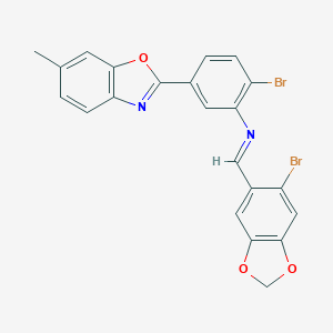 N-[(6-bromo-1,3-benzodioxol-5-yl)methylene]-N-[2-bromo-5-(6-methyl-1,3-benzoxazol-2-yl)phenyl]amine