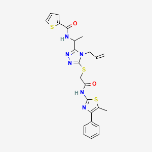 molecular formula C24H24N6O2S3 B4132552 N-{1-[4-allyl-5-({2-[(5-methyl-4-phenyl-1,3-thiazol-2-yl)amino]-2-oxoethyl}thio)-4H-1,2,4-triazol-3-yl]ethyl}-2-thiophenecarboxamide 