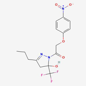 molecular formula C15H16F3N3O5 B4132557 1-[(4-nitrophenoxy)acetyl]-3-propyl-5-(trifluoromethyl)-4,5-dihydro-1H-pyrazol-5-ol 