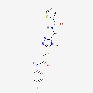 molecular formula C18H18FN5O2S2 B4132577 N-{1-[5-({2-[(4-fluorophenyl)amino]-2-oxoethyl}thio)-4-methyl-4H-1,2,4-triazol-3-yl]ethyl}-2-thiophenecarboxamide 
