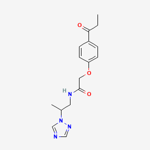molecular formula C16H20N4O3 B4132593 2-(4-propionylphenoxy)-N-[2-(1H-1,2,4-triazol-1-yl)propyl]acetamide 