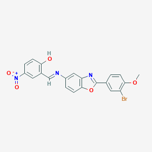 molecular formula C21H14BrN3O5 B413260 2-({[2-(3-Bromo-4-methoxyphenyl)-1,3-benzoxazol-5-yl]imino}methyl)-4-nitrophenol 