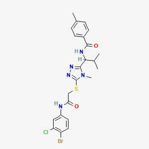 molecular formula C23H25BrClN5O2S B4132618 N-{1-[5-({2-[(4-bromo-3-chlorophenyl)amino]-2-oxoethyl}thio)-4-methyl-4H-1,2,4-triazol-3-yl]-2-methylpropyl}-4-methylbenzamide 