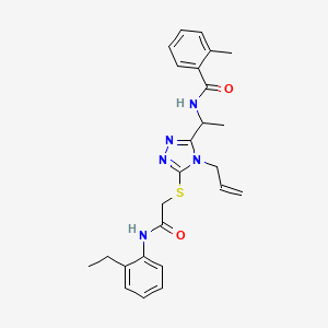 molecular formula C25H29N5O2S B4132627 N-{1-[4-allyl-5-({2-[(2-ethylphenyl)amino]-2-oxoethyl}thio)-4H-1,2,4-triazol-3-yl]ethyl}-2-methylbenzamide 