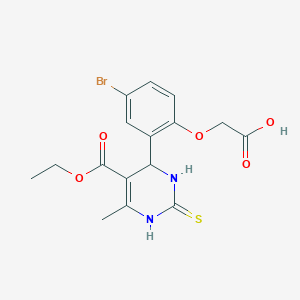 molecular formula C16H17BrN2O5S B4132632 {4-bromo-2-[5-(ethoxycarbonyl)-6-methyl-2-thioxo-1,2,3,4-tetrahydro-4-pyrimidinyl]phenoxy}acetic acid 